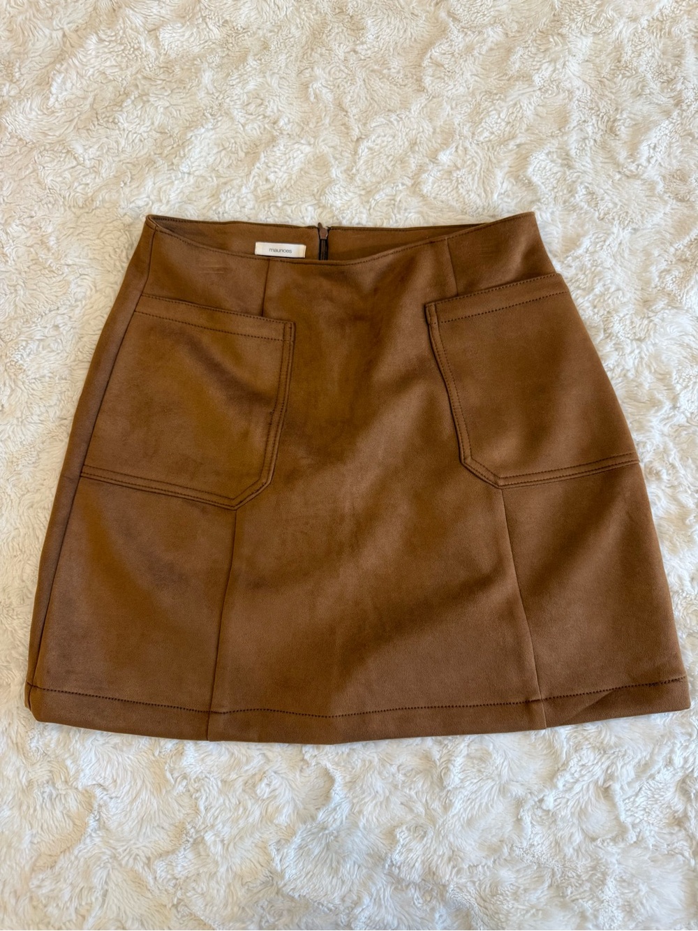 Maurices Brown Faux Suede Pocket Mini Skirt